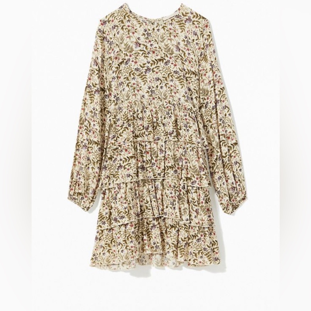 Urban Outfitters Rachele Tiered Floral Babydoll Long Sleeve Dress